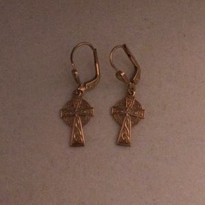 Gold Celtic Cross Earrings